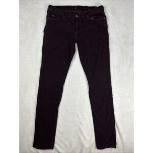 7 For All Mankind Corduroy Pants Women's 32 X 32 Eggplant Purple Skinny Roxanne